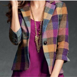 CABi Happy Wool Plaid 3/4 Sleeve Blazer size 4